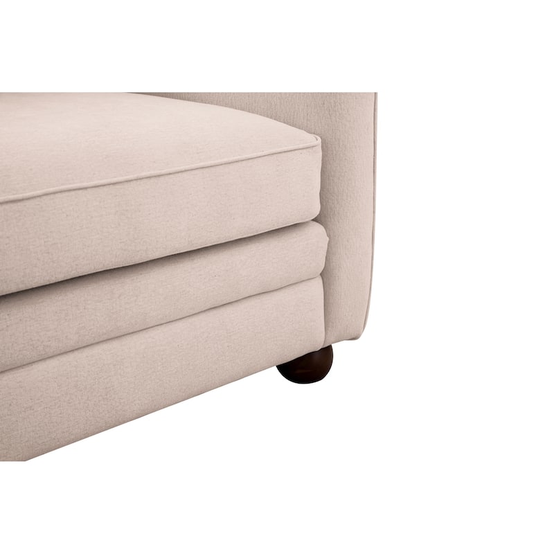 NADAAL STUDIOS Caelanor Sofa, Curved Back with Wide Lumbar Cushions and Wooden Bun Feet, Oat
