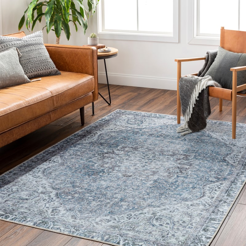 Livabliss Chaganti Updated Traditional Washable Area Rug - 8' 10" x 12' - Denim - Rectangle