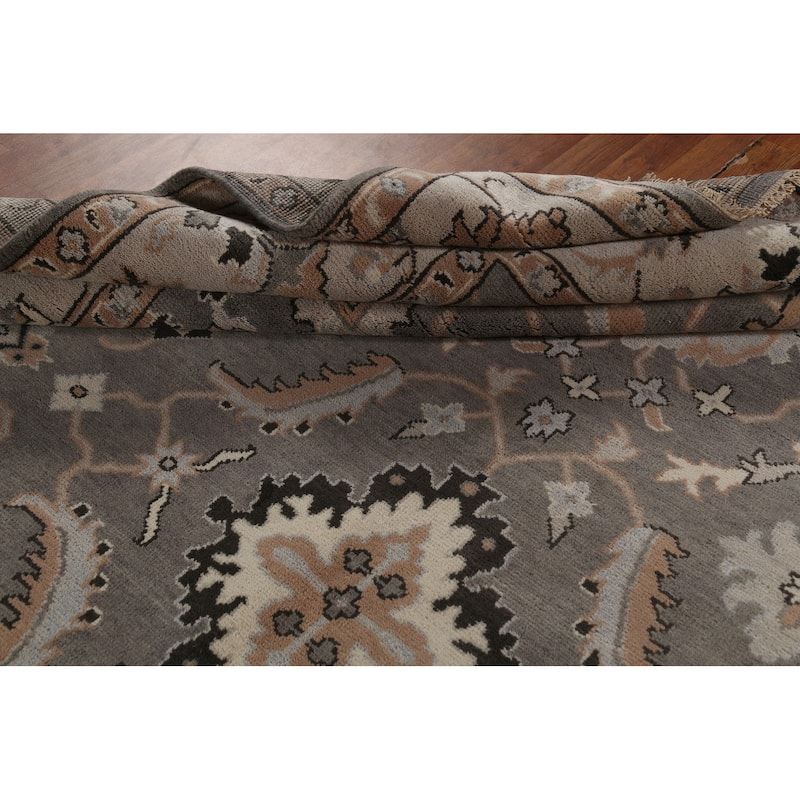 Gray Oushak Indian Area Rug Handmade Wool Carpet - 9'0" x 11'9"