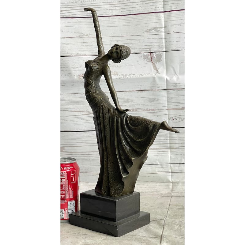 Chiparus Arabesque Dancer Bronze Sculpture Statue Figure On Marble Base Art Deco Decor