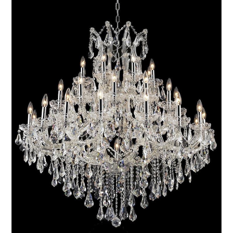 Fleur Illumination 37 light Chrome Chandelier - Chrome/royal cut crystals