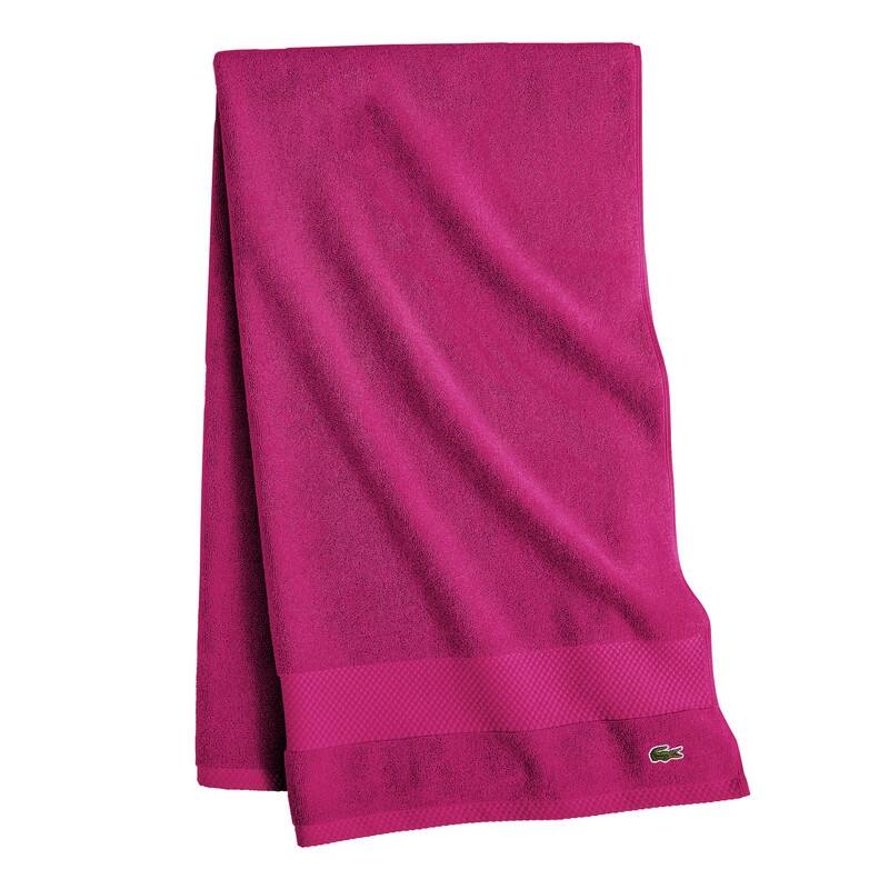 Lacoste Heritage Supima 100% Cotton Bath Towel, Hand Towel, Wash Cloth, and Bath Sheet - Magenta - Bath Towel