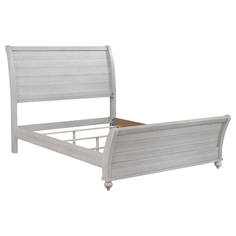 Stillwood Farmhouse Wood Sleigh Bed Vintage Linen - King