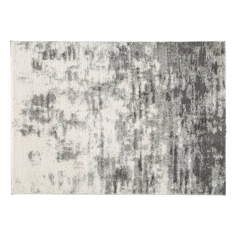 Pax 8 x 10 Modern Area Rug, Smoky Paint Design, Fabric, Large, Cream, Gray - 8 x 10