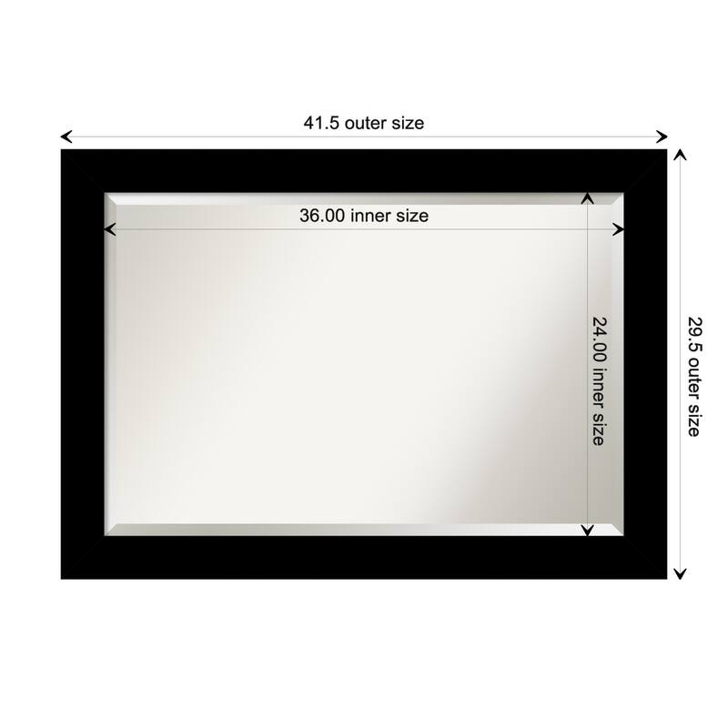 Basic Beveled Wood Framed Wall Mirror - Basic Black - Glass Size 36x24