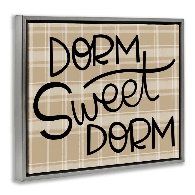 Stupell Sweet Dorm on Plaid Framed Floater Canvas Wall Art Design By Mandy Ford Art + Illustration