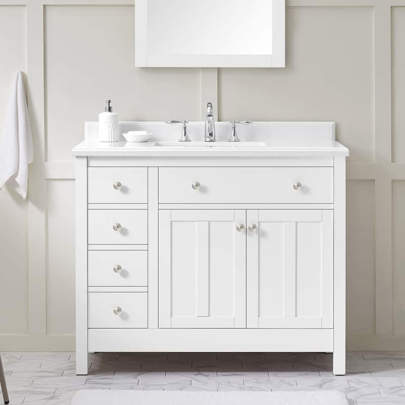 OVE Decors Newcastle Pure White Undermount Sink Vanity with Marble Top