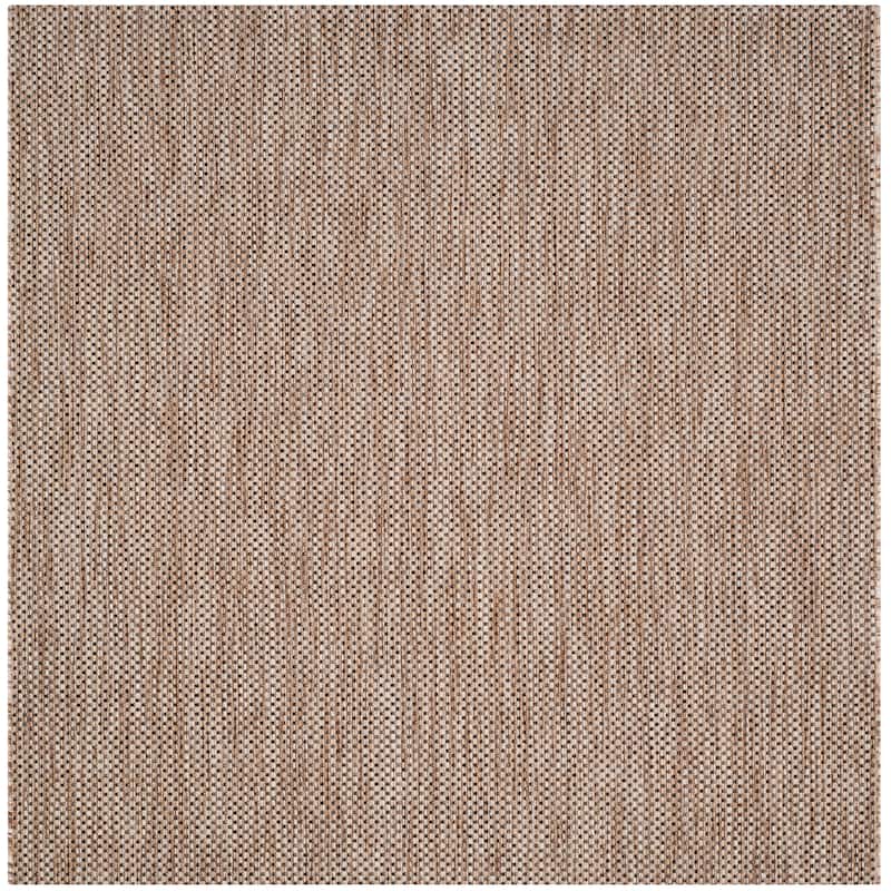 SAFAVIEH Courtyard Begajeta Indoor/Outdoor Waterproof Patio Backyard Rug. - 9' Square - Natural/Black