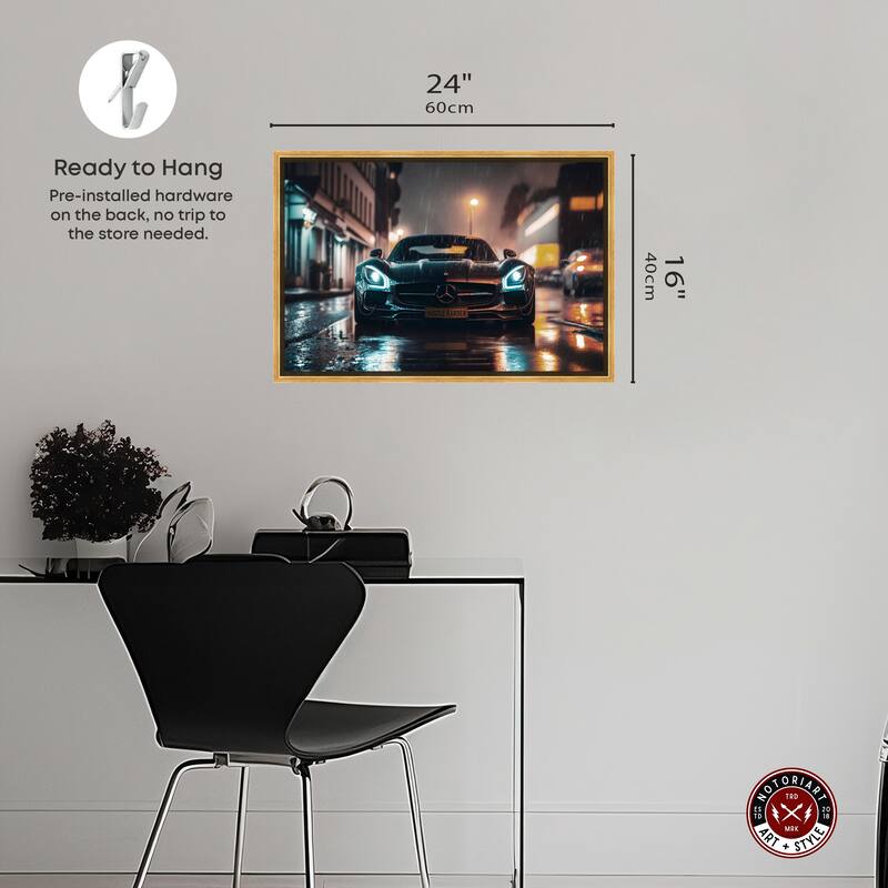 Notoriart Drive Through The Town Framed Car 1 Piece Canvas Wall Art