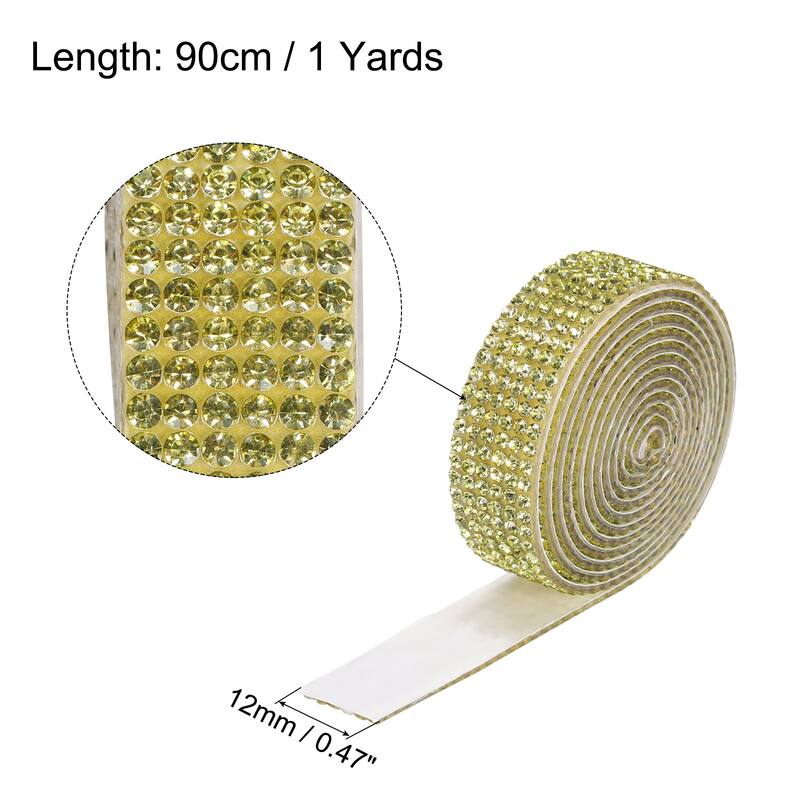 3 Roll 1 Yard 12mm Self Adhesive Crystal Ribbon - Lemon Yellow