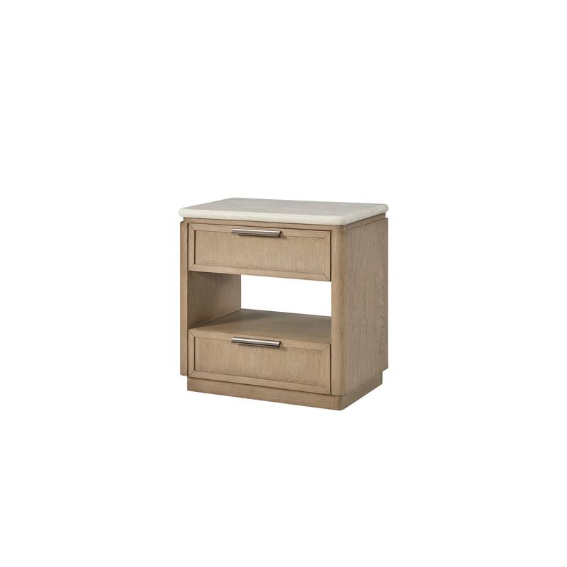 Two Drawer Nightstand with Oak Veneer Drawer Fronts