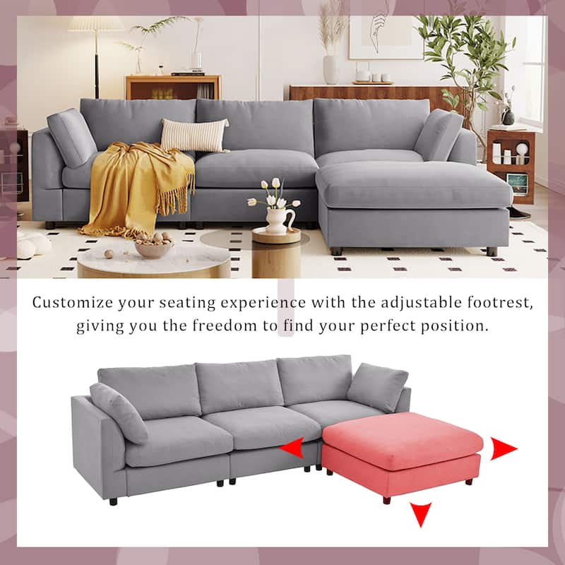 L Shaped Deep Cushion Convertible Sectional Sofa with Reversible Chaise