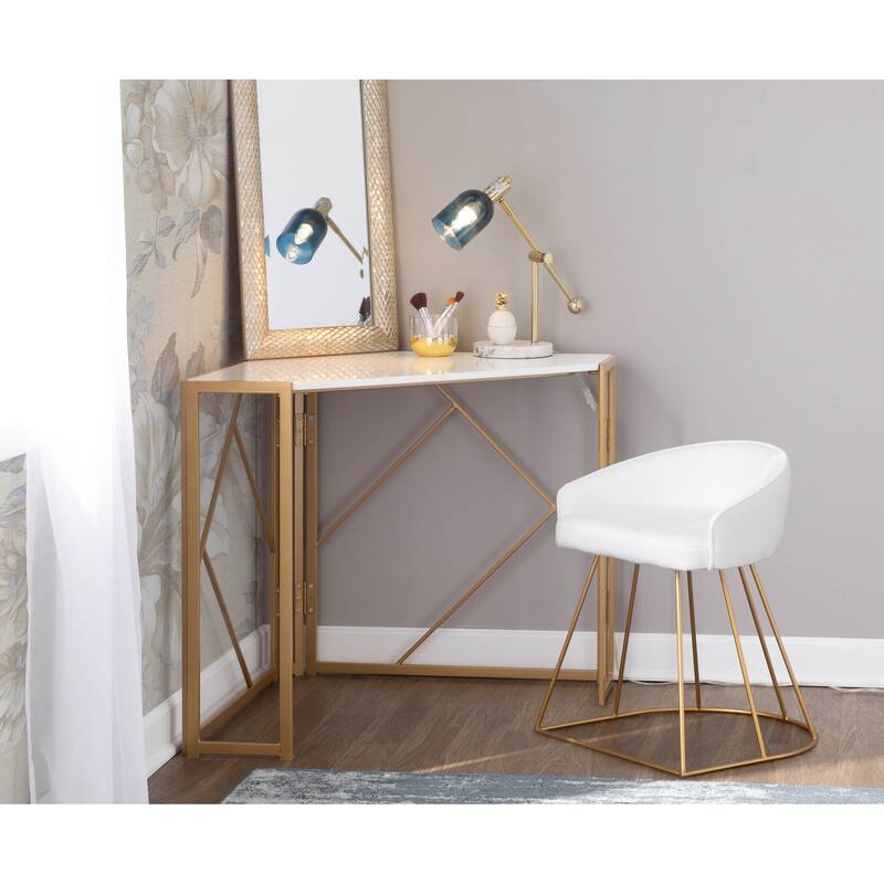 Silver Orchid Haid Velvet Upholstered Vanity Stool