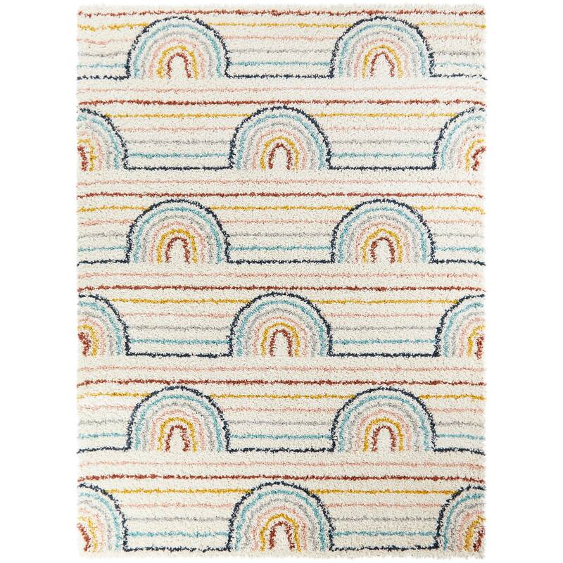 Mod-Tod Hailey Kids Rainbow Print Shag Berber Area Rug