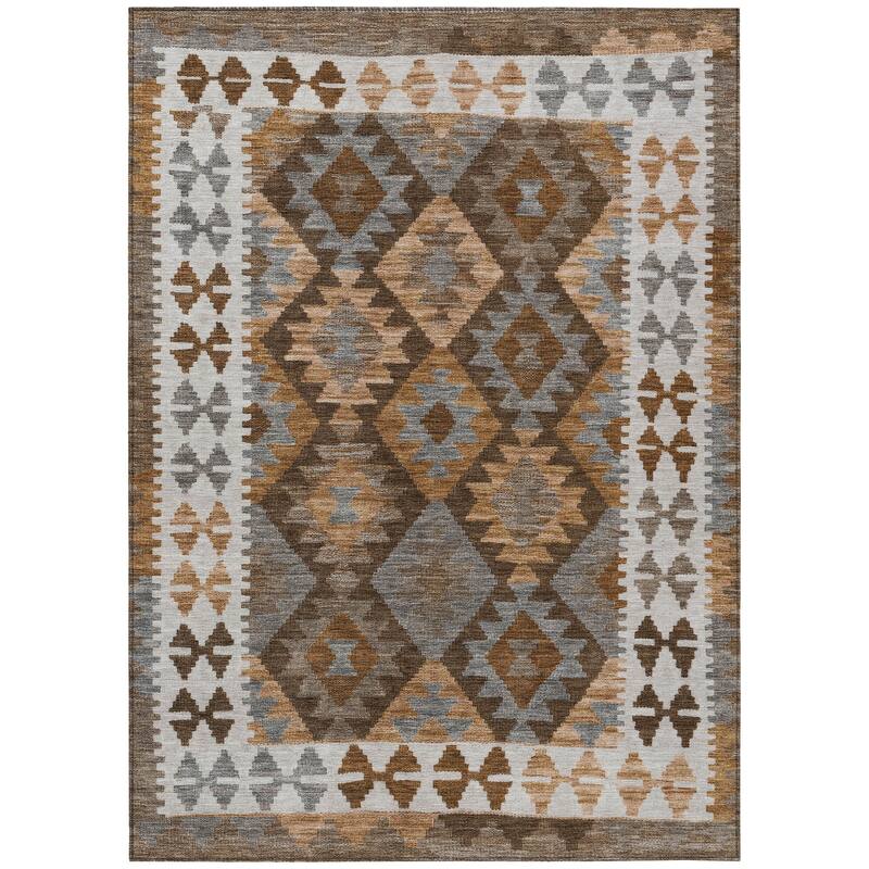 Machine Washable Indoor/ Outdoor Boho Global Chantille Rug