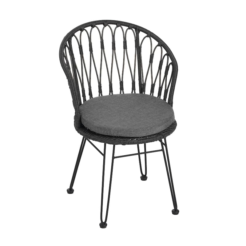 Tavon Wicker Outdoor Dining Chairs with Cushion by Christopher Knight Home
