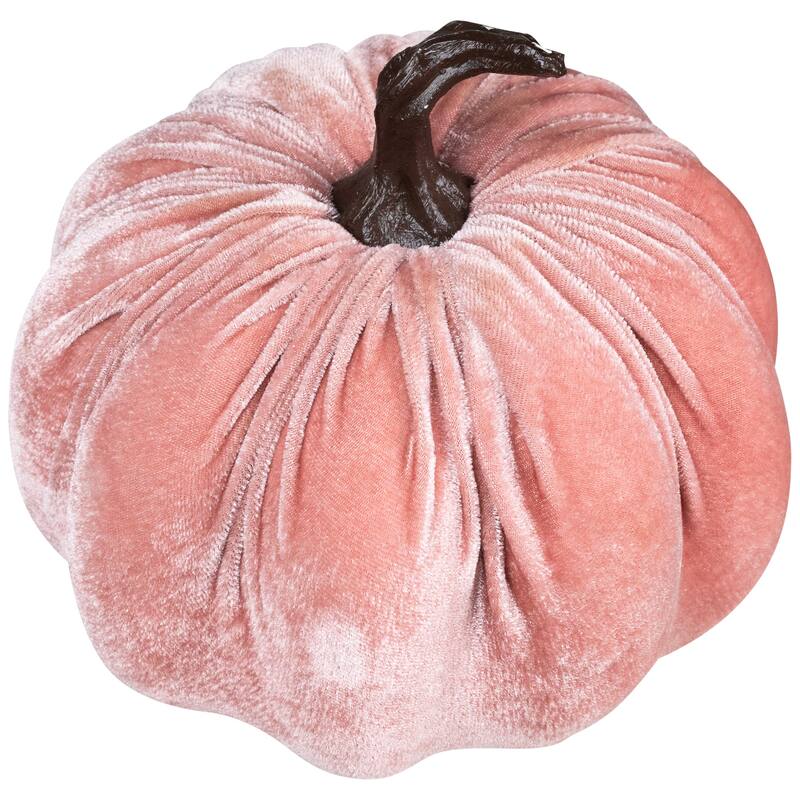 Velour Pumpkin Glittered Fall Harvest Decoration - 6.25" - Light Plum Purple