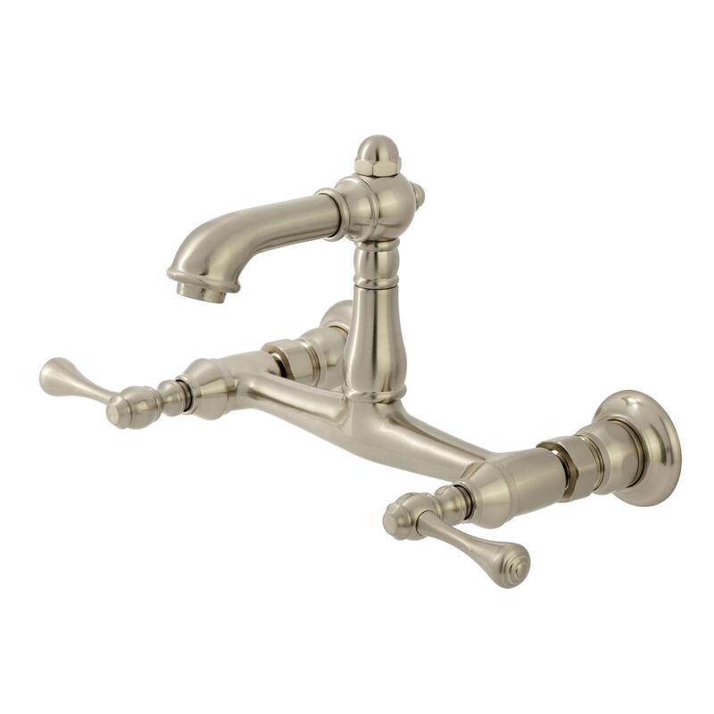 Kingston Brass English Country Two-Handle 2-Hole Wall Mount Bathroom Faucet - Brushed Nickel