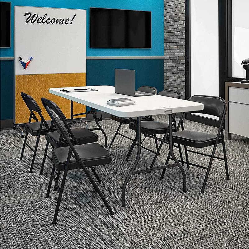 Vinyl Folding Chair with Foam Seat (4 Pack), Black