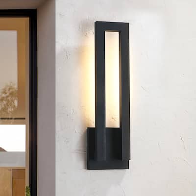 Reflect 24in Black Modern LED Outdoor Wall Sconce Light - 24 in. H