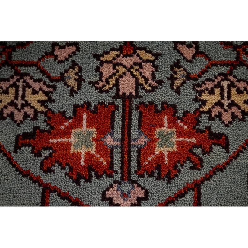 Blue Oushak Indian Accent Rug Hand-Knotted Transitional Wool Carpet - 3'0"x 4'10"