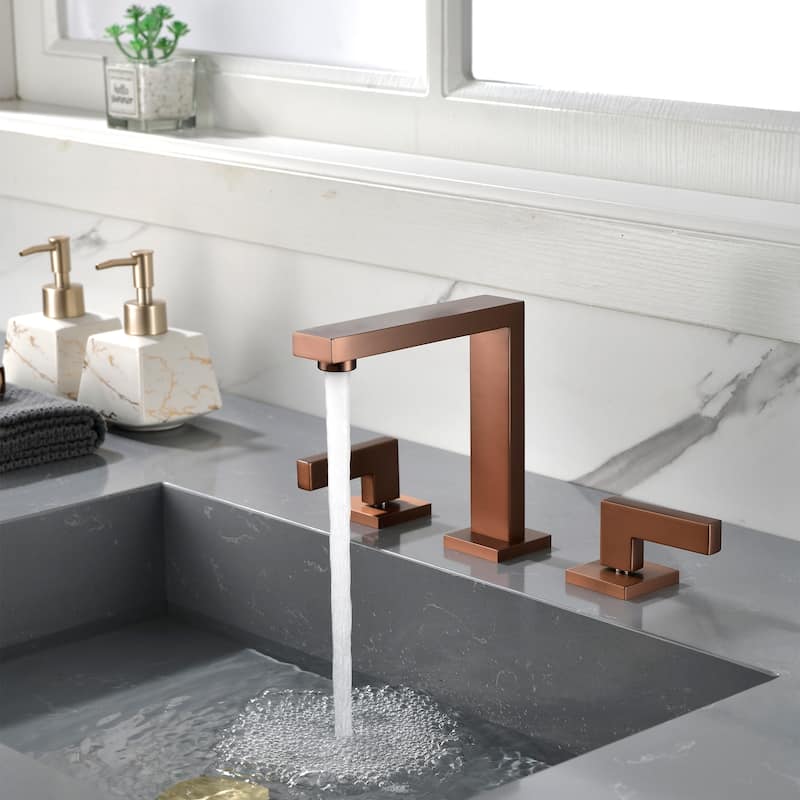 2 Handle 8 Inch Solid Brass Widespread Bathroom Sink Faucet