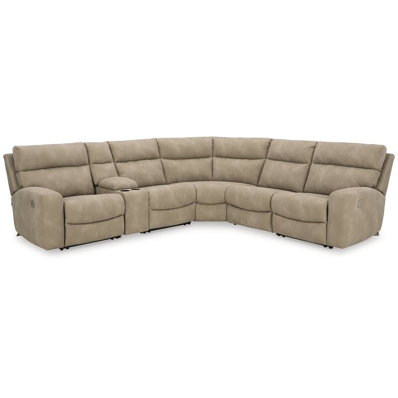 Signature Design by Ashley Next-Gen DuraPella 6-Piece Power Reclining Sectional - 119.5"W x 104.5"D x 42"H - Brown