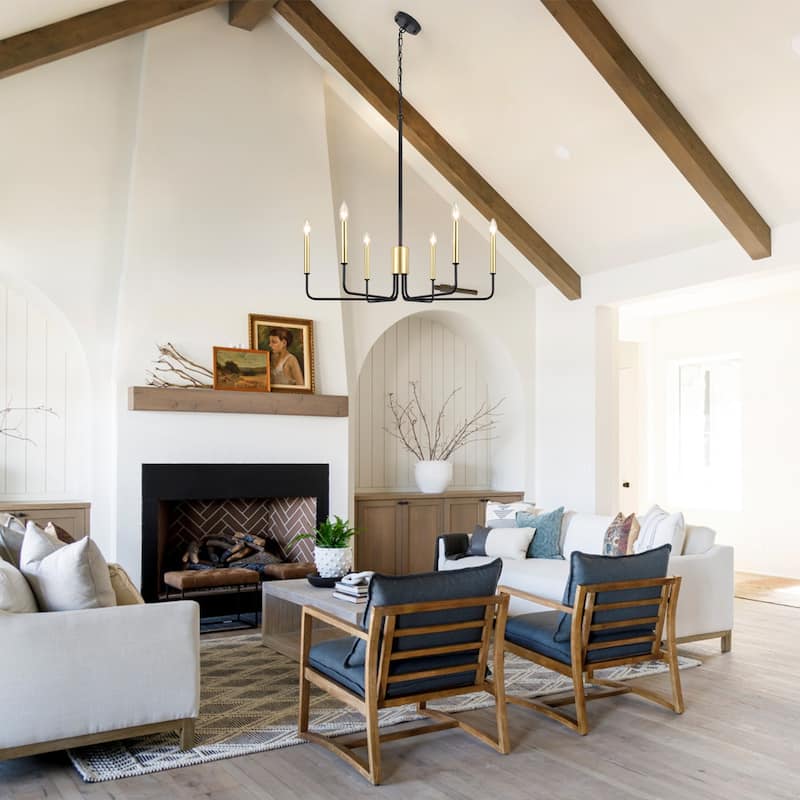 6-Light 29.52-inch Farmhouse Candle Chandelier for Foyer Kitchen Bedroom
