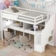 preview thumbnail 2 of 16, Modern Twin Size Loft Bed Frame with Storage Staircase and Double Desks and Shelves
