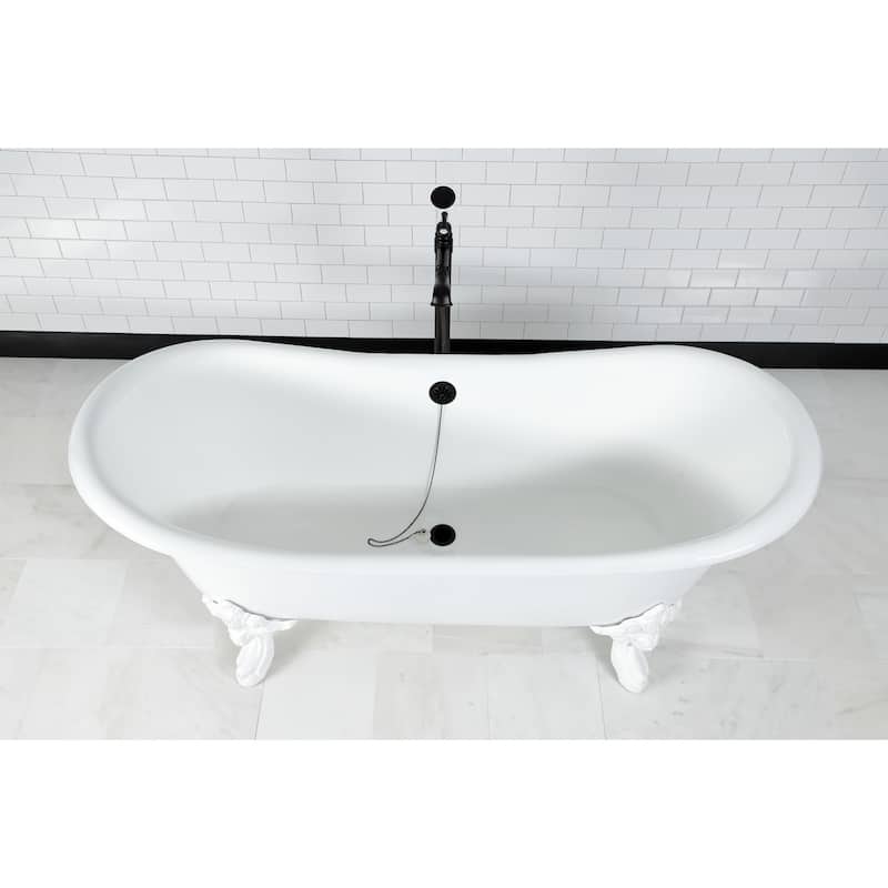 Kingston Brass Aqua Eden 72 Clawfoot Cast Iron Soaking Tub with Center