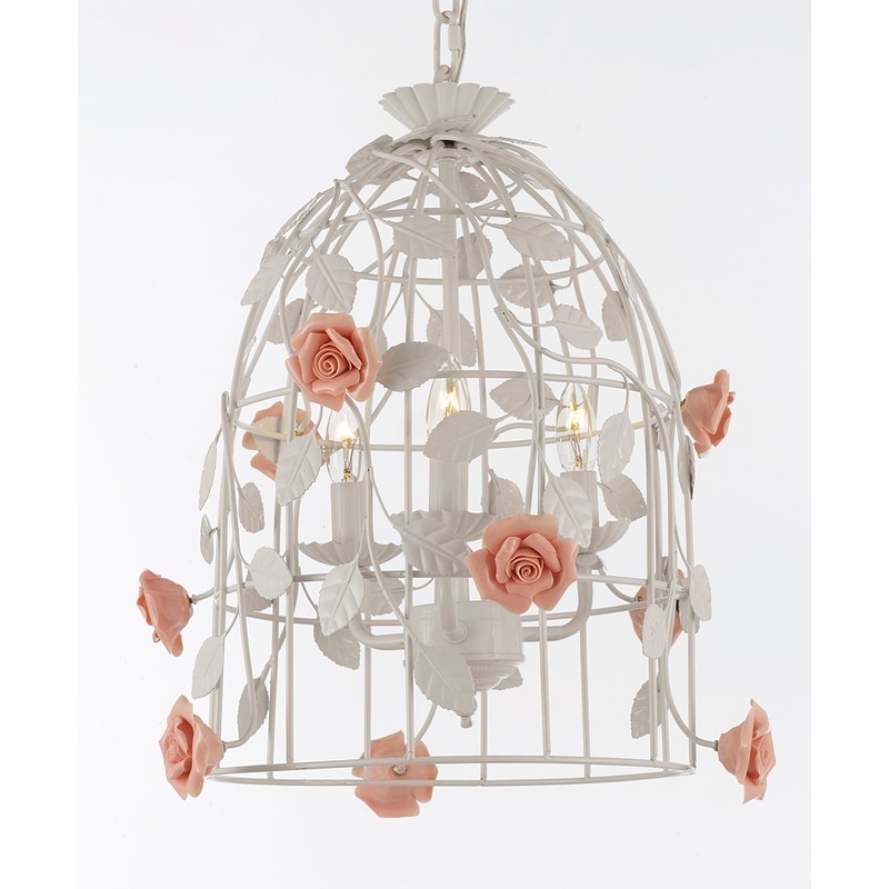 Wrought Iron Floral "Bird Cage" Flower Chandelier Lighting Pendant- Perfect for Kids' and Girls Bedrooms! - Chandeliers For Bedrooms by Overstock.com