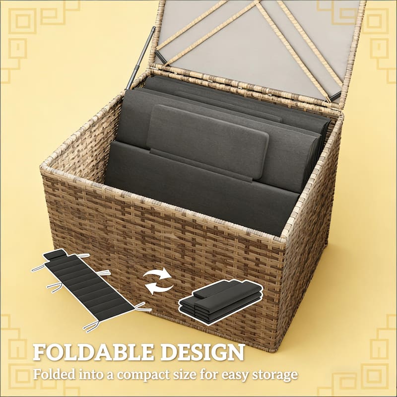 GDFStudio - Sage Outdoor Foldable Lounge Chair Cushion Set with High-resilience Foam & 6-Position Ties - 80"L