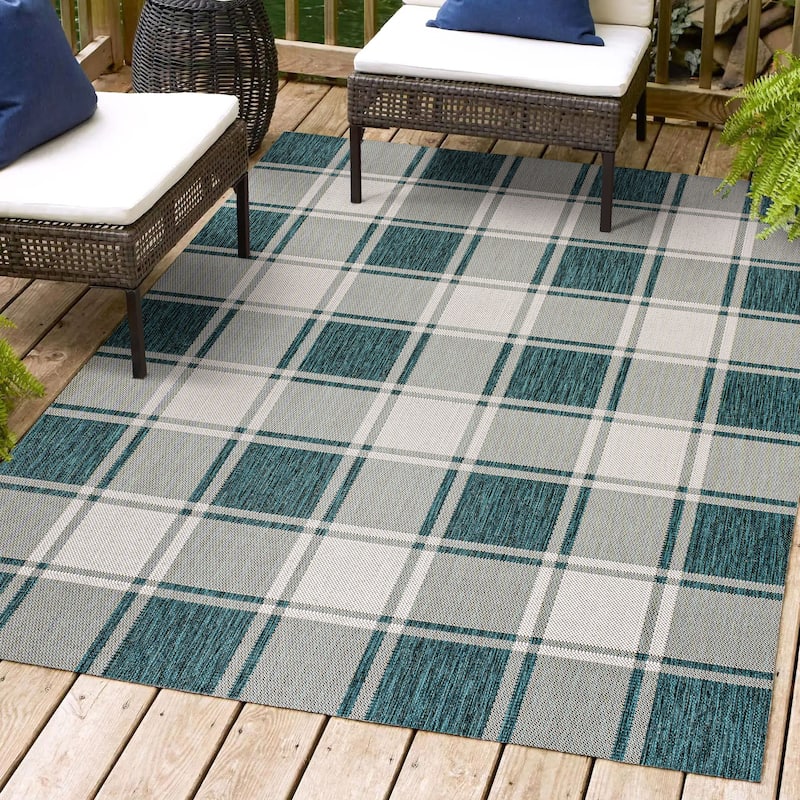 JONATHAN Y Lior Traditional Farmhouse Bold Gingham Indoor/Outdoor Area Rug
