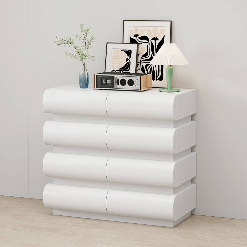 8-Drawer Dresser Nightstand White Chest of Drawers File Cabinet