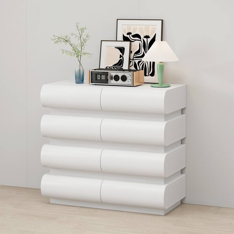 Modern Dressing Table Handleless Dressing with 8 Sliding Drawers Anti-Tip Device, for Bedroom, Black