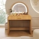 preview thumbnail 2 of 22, 39" Makeup Vanity Desk Bedroom Dressing Table with Curved Touch LED Light Makeup Mirror