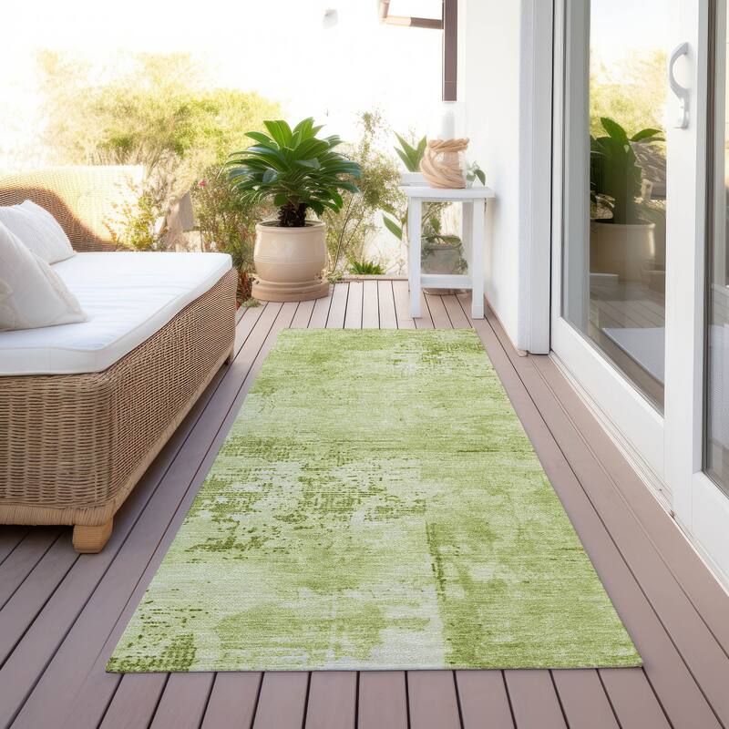 Machine Washable Indoor/ Outdoor Abstract Modern Chantille Rug