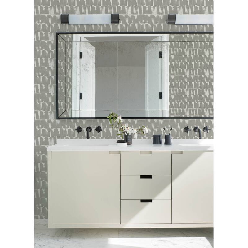 A-Street Prints Bancroft Grey Artistic Stripe Wallpaper