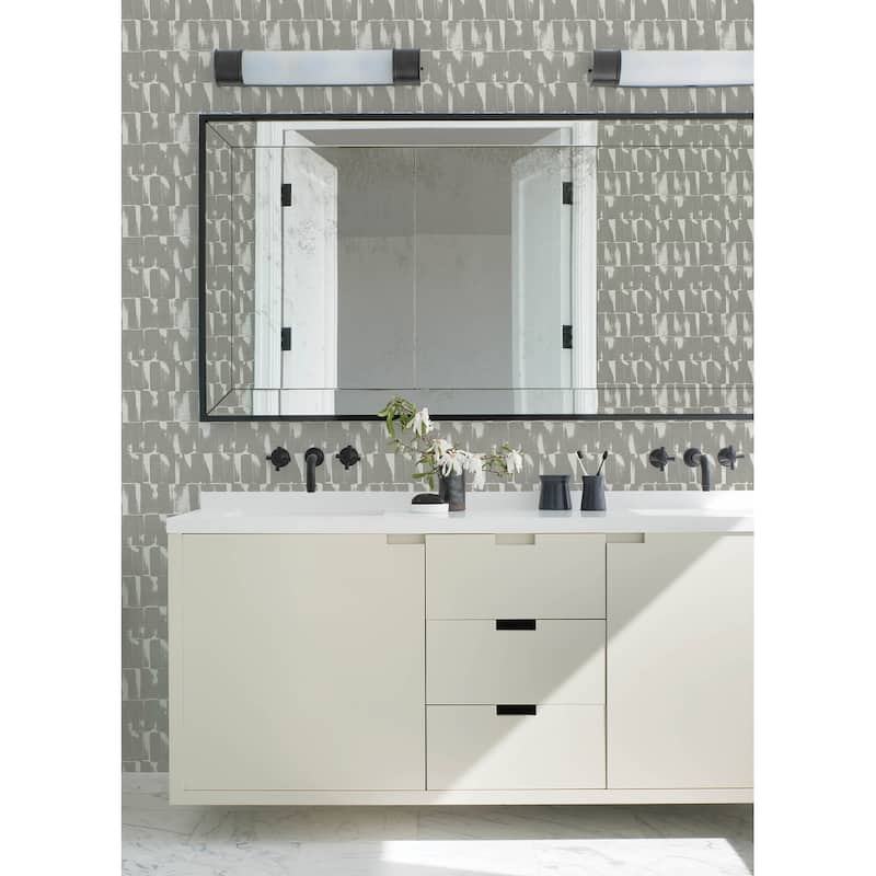 A-Street Prints Rakasa Pewter Distressed Stripe Wallpaper