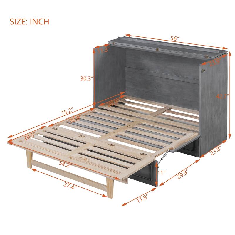 Murphy Bed with Versatile Storage & Large Drawers