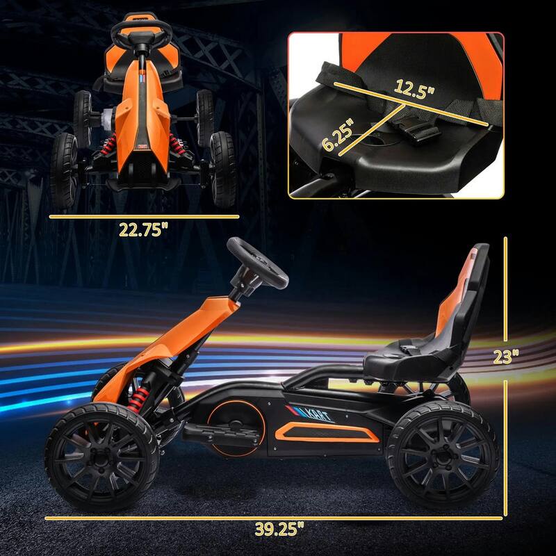 12V Electric Go Kart for Kids with Adjustable Speed, Orange
