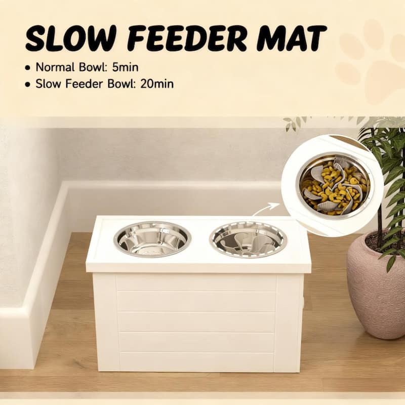 Pet Bowls with Slow Feeder Mat