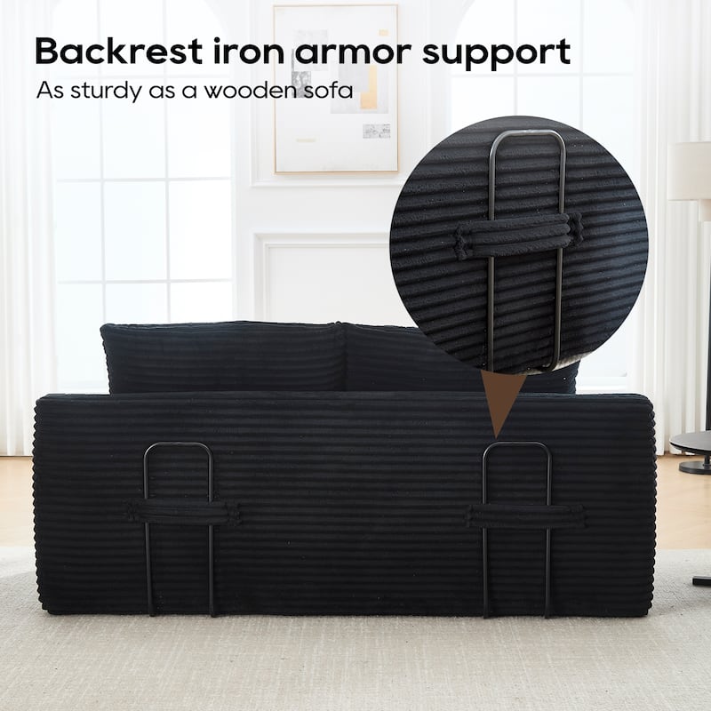 70.87'' W Corduroy Fabric Loveseat Sleeper Sofa with Memory Foam & Steel Frame
