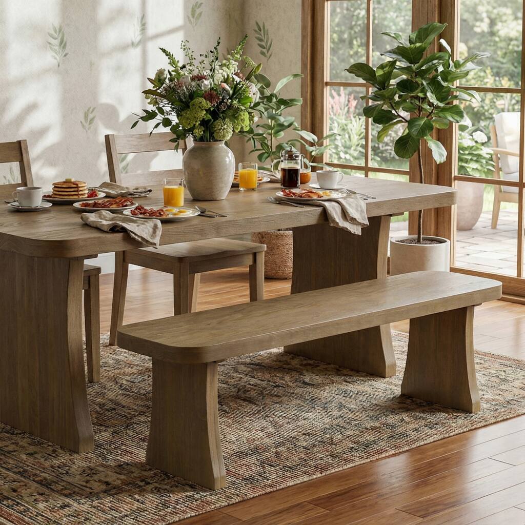 Christopher Knight Home - Pine Wood Dining Bench with Flared Legs