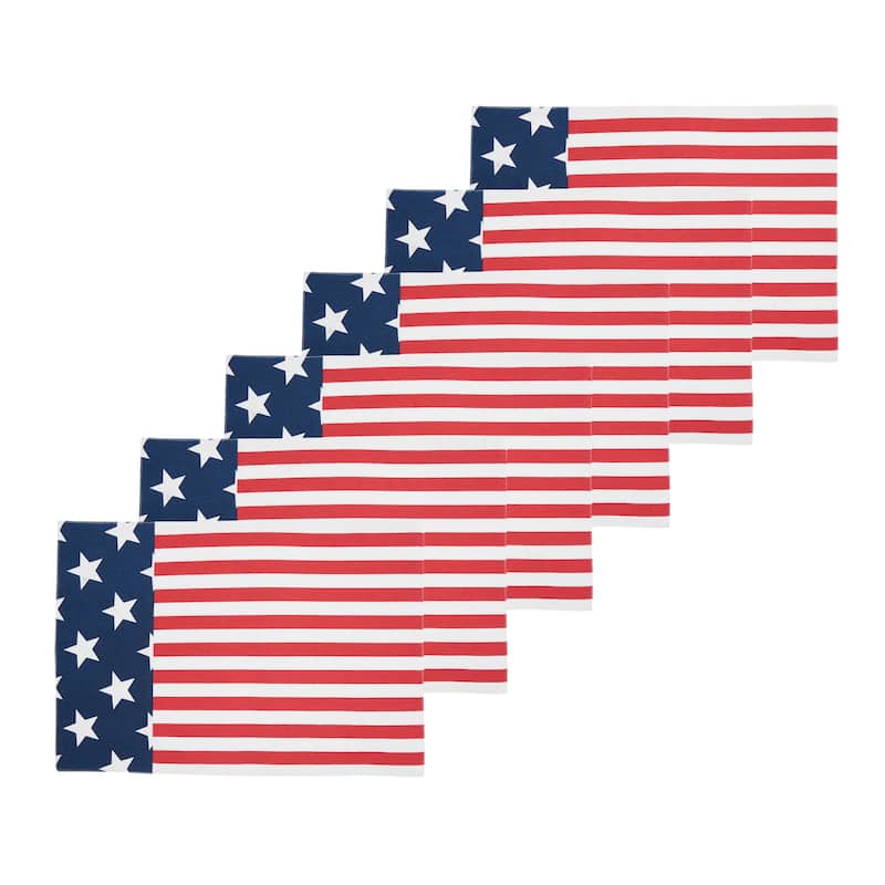 Stars and Stripes Patriotic Cotton July Fourth Woven Placemat Set of 6 - Set of 6