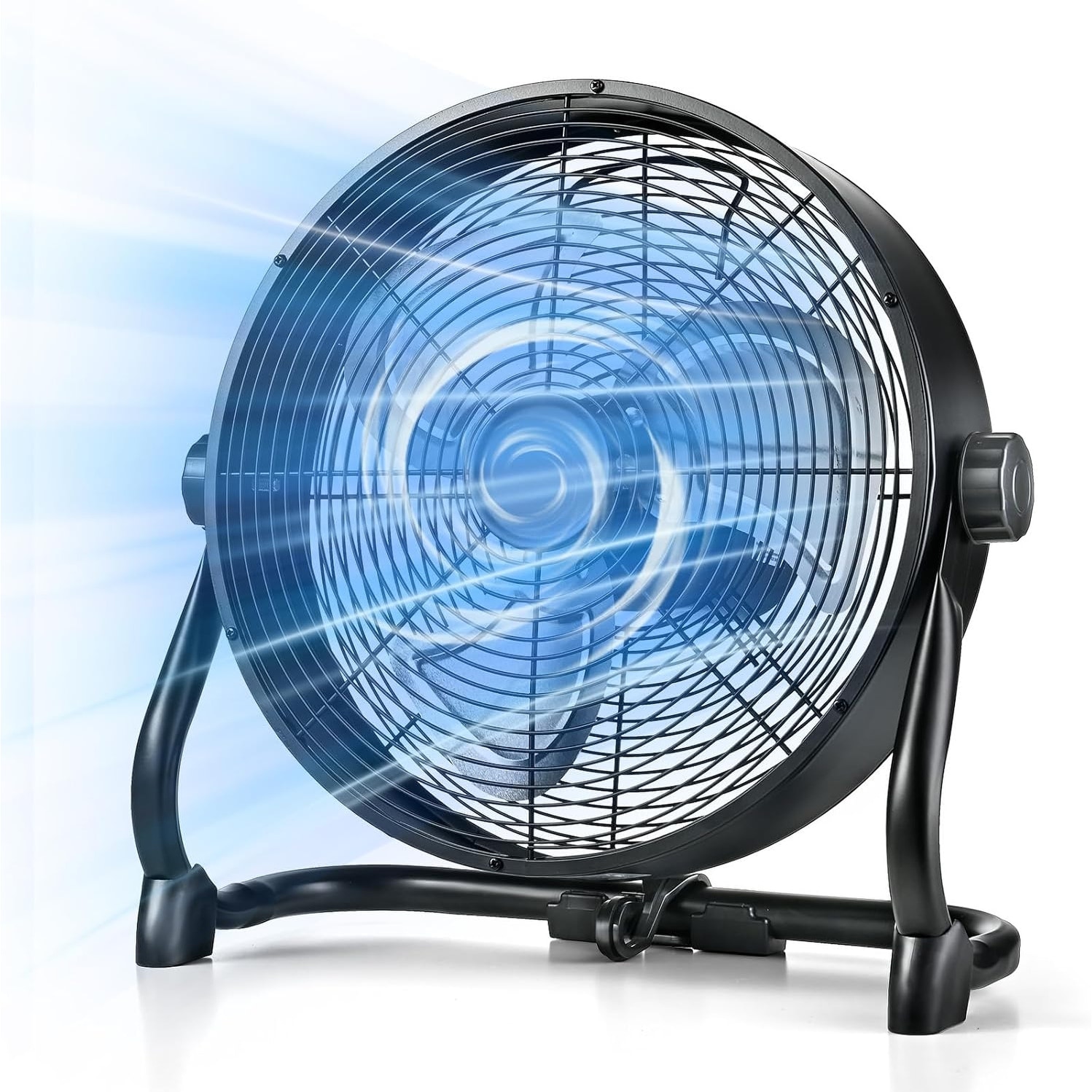 12 in. Rechargeable Battery Powered Fan with AC Adapter and USB Output