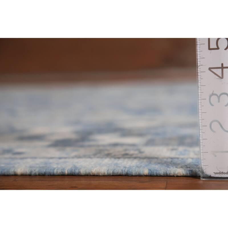 Hand Knotted Oriental 100% Wool Carpet Transitional All-Over Navy Blue & Blues Oushak Area Rug - 11' 1'' X 9' 3''