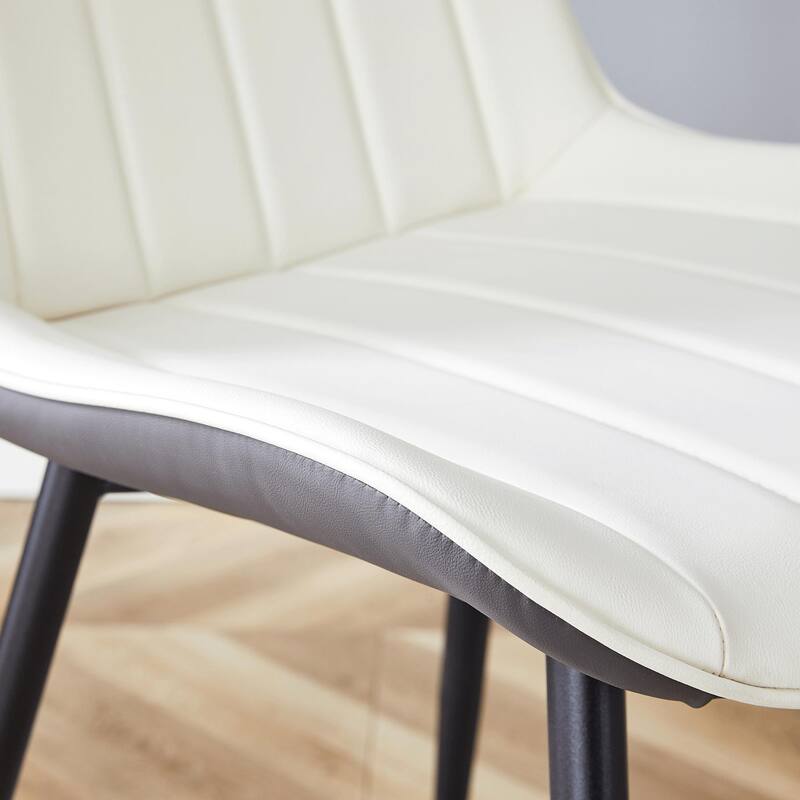 Extended Seat Cushion PU Dining Chair Set - 4 Pcs, Smooth Line Design, Fits Any Modern Decor