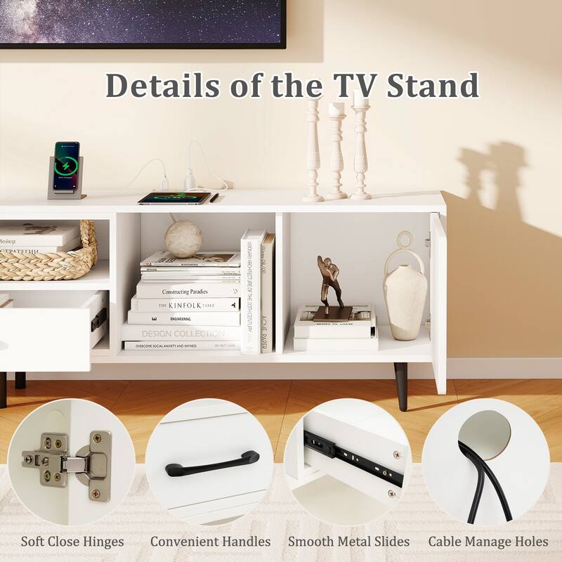 Gymax 79'' TV Stand for TVs up to 90 Inches Entertainment Center w/ AC