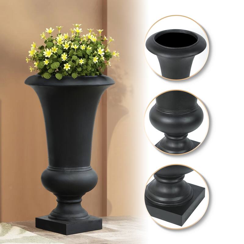 22.75" H Handmade Fiber Stone Tall Urn Planter Pot